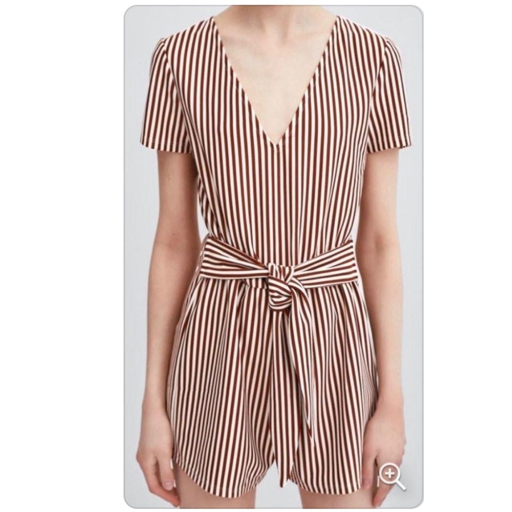 Zara V Neck Tie Front Brick Romper
